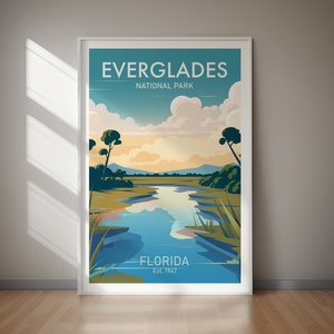 Everglades NATIONAL PARK Printable Travel Poster Wall Art DIGITAL Download Florida Landscape Artwork Home Decor Living Room Office Print