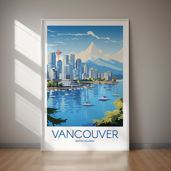 VANCOUVER Printable Travel Poster, British Columbia, Travel Poster, Printable, Wall Art, Poster Print, Home Art, Gift For Her, Gift For Him