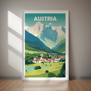 AUSTRIA Travel Poster Printable Art Digital Download Austrian Wall Decor Vienna Print Alps Poster Salzburg Wall Art Europe Gift Idea