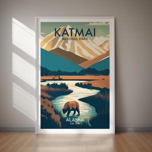 KATMAI National Park Alaska Volcano Glacier Mountain Landscape PRINTABLE Digital Download Wall Art Nature Travel Poster Decor