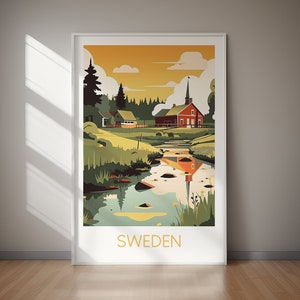 SWEDEN Travel Poster, DIGITAL Download, Printable Wall Art, Travel Poster Print, Large Art, Jpg Files, Art Print, Instant Decor