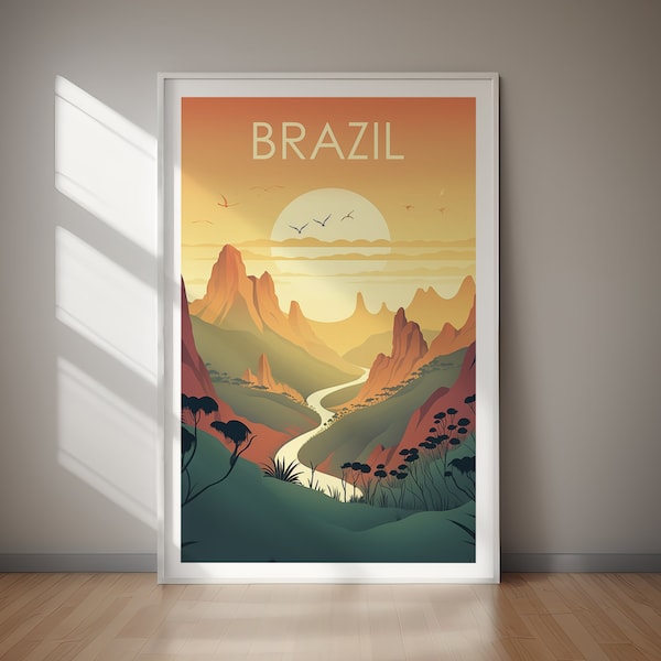 Printable BRAZIL Poster, Country Art, Travel Poster, Home Decor, Wall Art, Home Decor, Art Lover, Digital Art, Gift For Her, Gift For Him