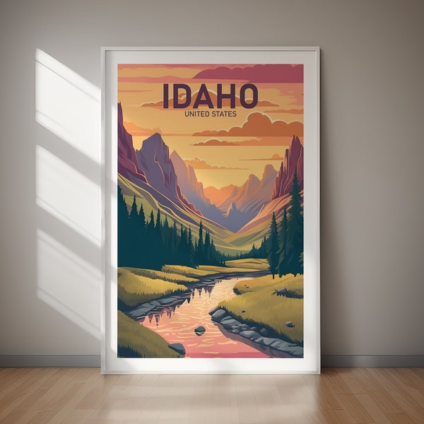 IDAHO PRINTABLE Travel Poster, Digital Download, Holiday Print, Digital Art, Art Print, Travel Art, Gifts, Gift For Her, Gift For Him