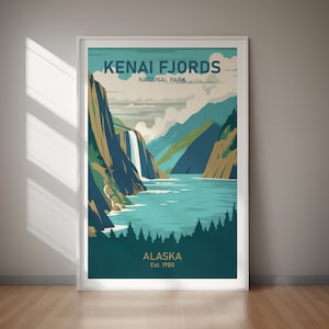 KENAI FJORDS National Park Alaska Glacier Coastal Landscape Scenic PRINTABLE Digital Download Wall Art Nature Travel Poster Decor