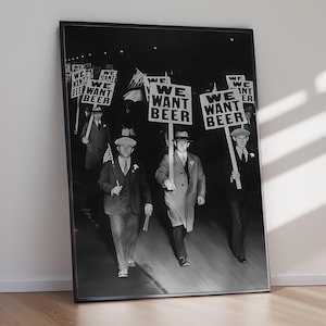 We Want Beer Poster | Funny Beer Decor, Wall Art Print for Home Bar & Pub, Gift for Beer Lovers, Humorous Kitchen Decor, Vintage Poster