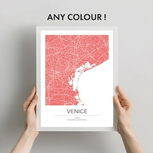 Venedig Karte Poster, Stadt Karte Druck, benutzerdefinierte Karte Farben erhältlich, Poster, USA, digitaler Download, Geschenke für sie, Geschenke für ihn, Weihnachtsgeschenk