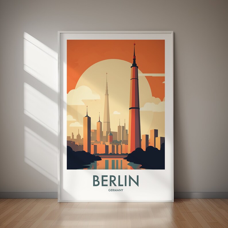 Berlin Travel Poster, World Famous City Collection, Various Sized Wall Poster Prints, Quality Digital Downloads, Easy Print image 1