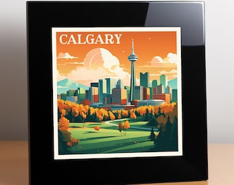 Calgary DIGITAL DOWNLOAD Skyline Art Print Alberta Canada Travel Poster Cityscape Illustration Home Decor Wall Art