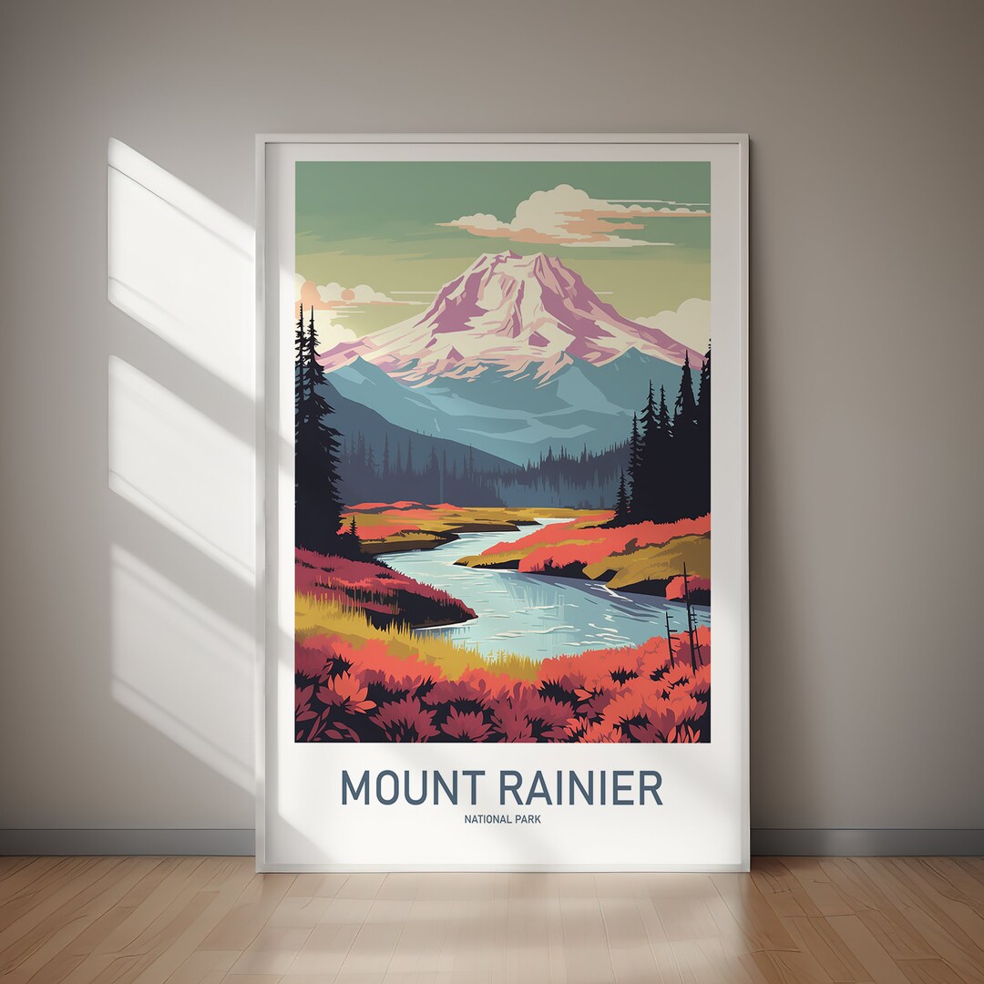Mount Rainer Poster MOUNT RAINIER National Park Poster, Printable, Poster Print, Travel ...