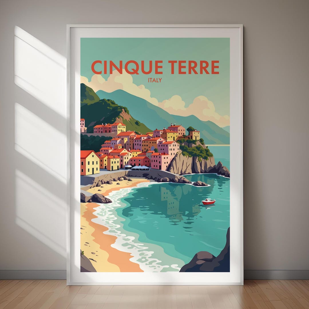 Cinque Terre Italy Travel Poster Coastal Village Art (digital Download ...