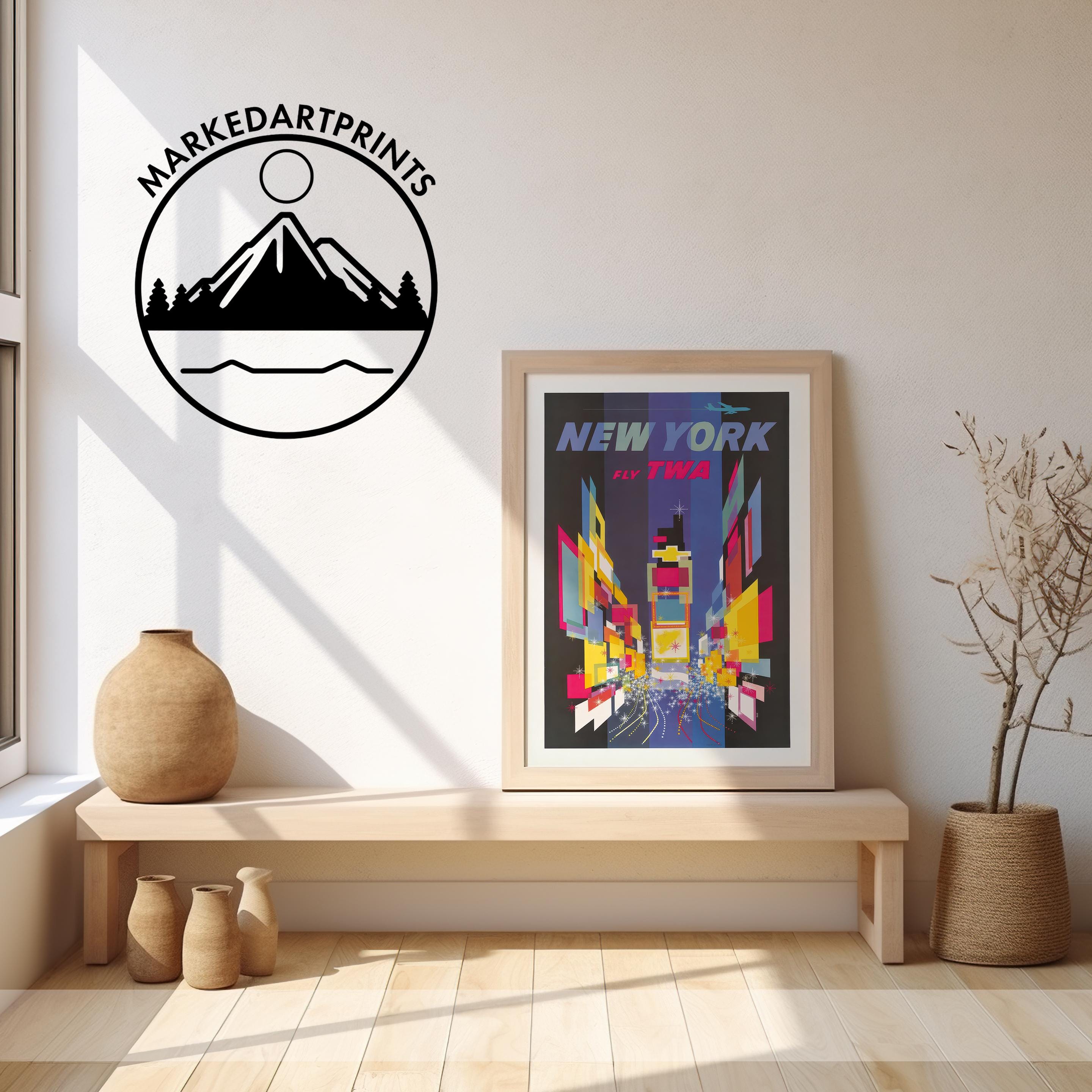 New York TWA Vintage Travel Poster Retro Art Print (digital