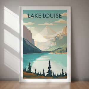Póster descargable de LAGO LOUISE, póster de Canadá, arte mural, impresión de póster, decoración del hogar, póster de viaje, regalo, regalo para ella, regalo para él