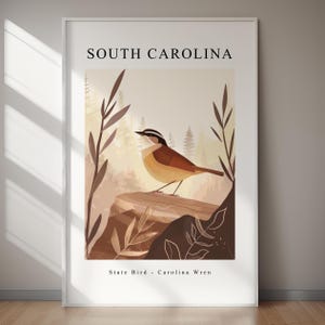 South Carolina State Bird Wall Art - Carolina Wren Print, Instant Download Home Decor, Nature Wall Art, Rustic Wildlife Decor, Wall Art