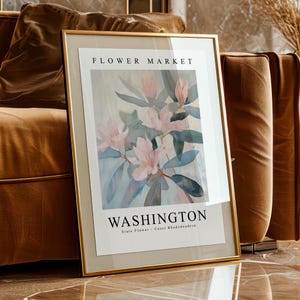 WASHINGTON State Flower Coast Rhododendron, Washington Flower Market Print, Instant Print, Downloadable, Home Decor, Wall Art
