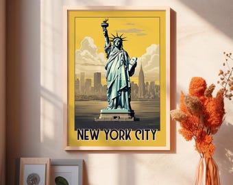 Vintage New York City (Digital Download) Poster Travel Wall Art Printable Home Decor