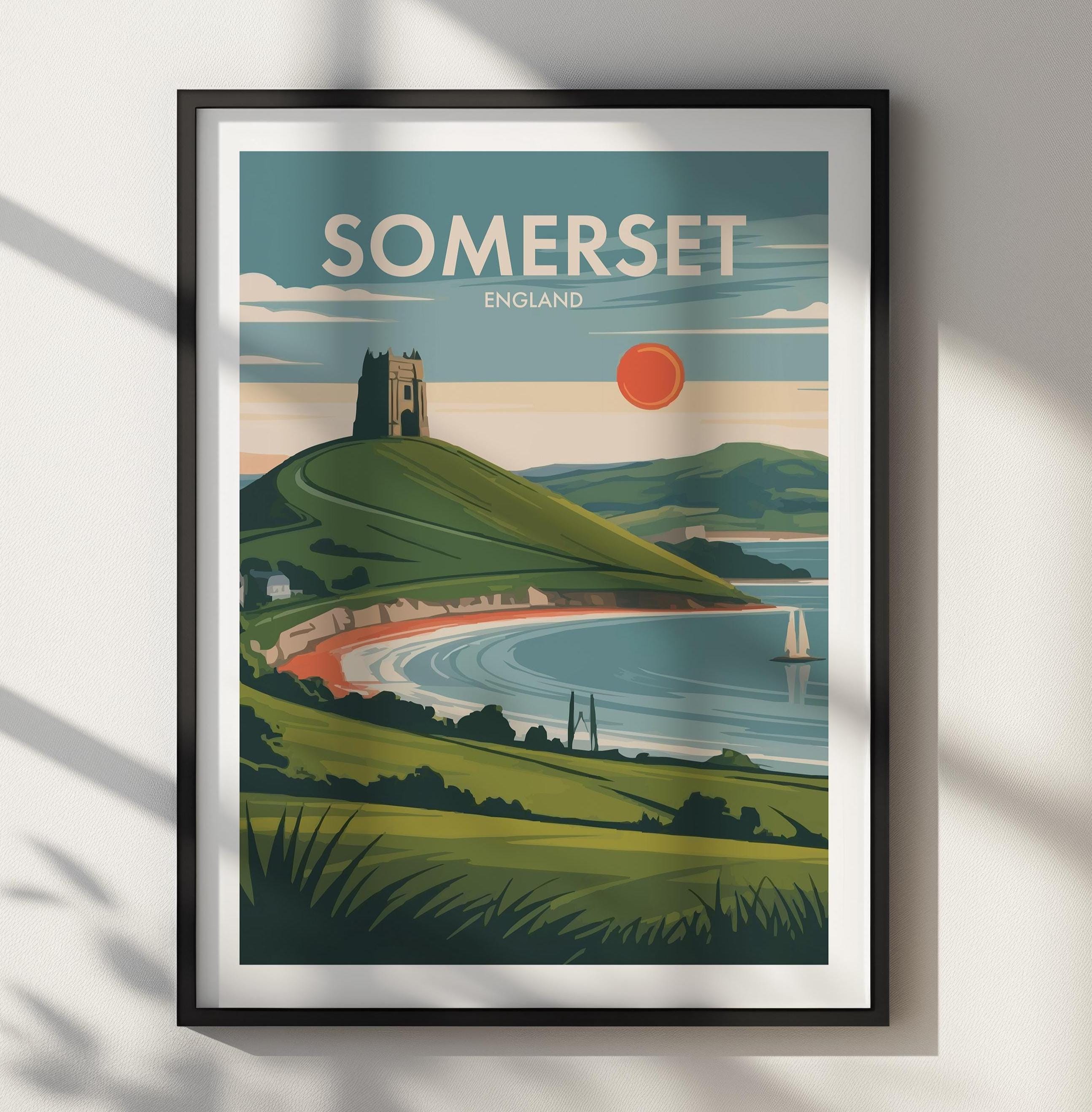 Somerset Travel Poster Modern Countryside Art DIGITAL DOWNLOAD