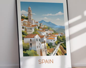 Spain DIGITAL DOWNLOAD Travel Poster Mediterranean Coast Art Print Printable Wall Art