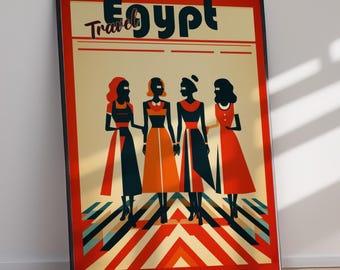 Vintage Egypt Travel Poster Retro Art Print (Digital Download) Printable Home Decor