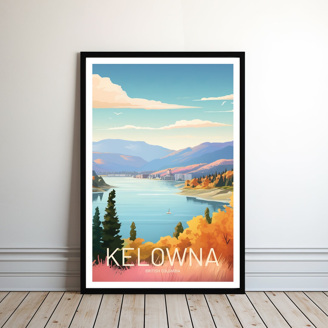KELOWNA Poster, Canada, British Columbia, Traditional, Poster Print