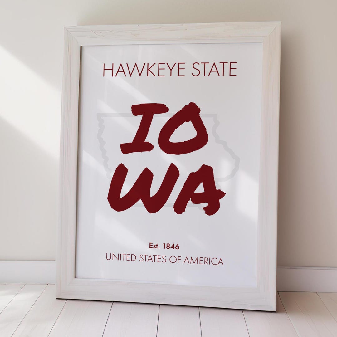 Iowa State Text Iowa Hawkeye State Text Art Print Modern Typography Home Decor ...