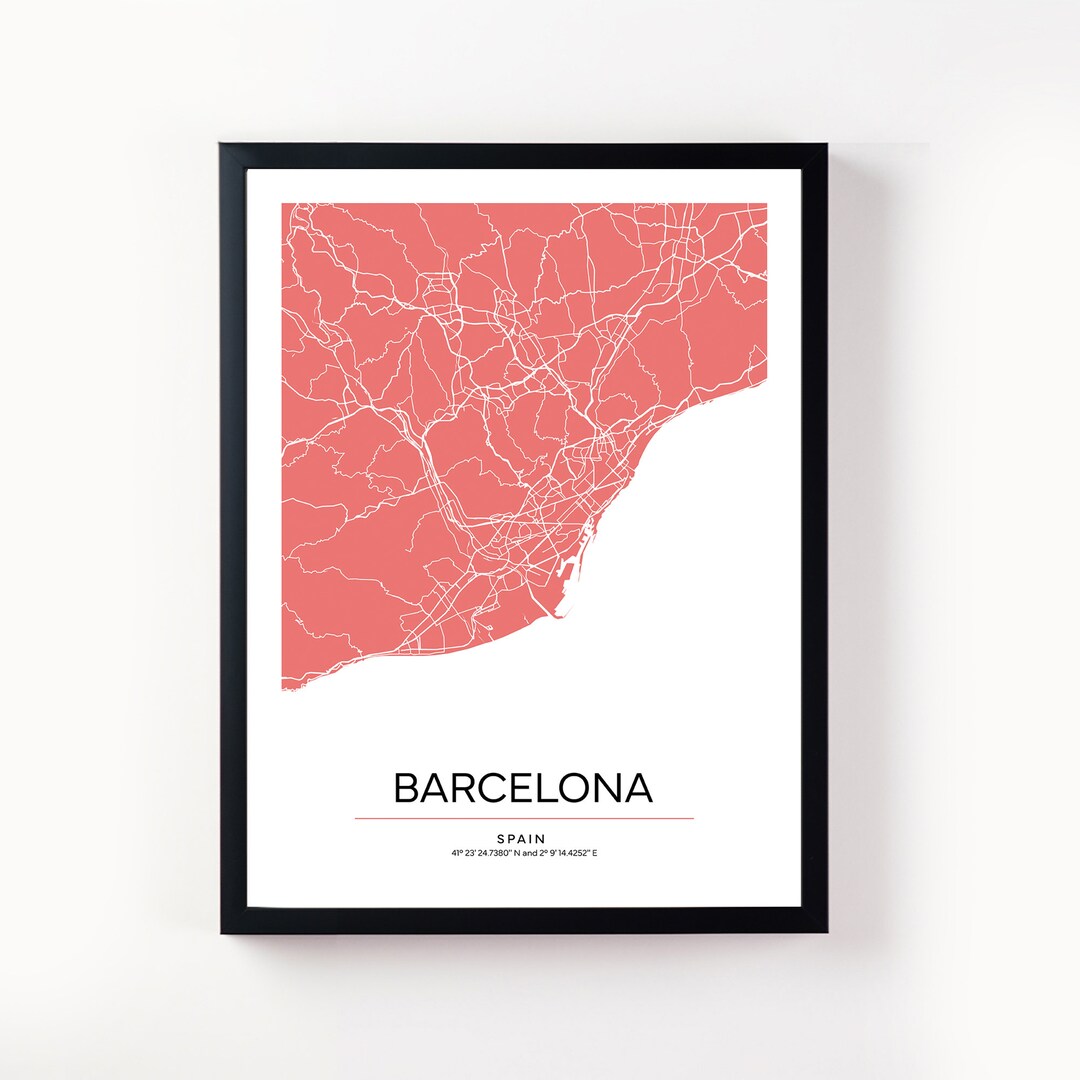 Barcelona Map Poster Beautiful and Contemporary City Map - Etsy