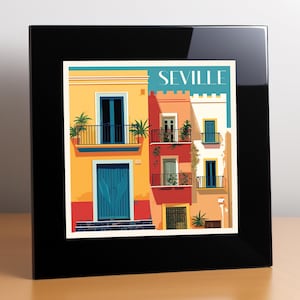 SEVILLE TRAVEL POSTER city wall art printable digital download Seville decor retro travel poster modern home printable wall art