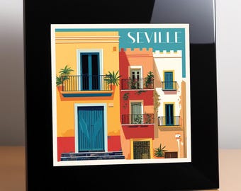 Seville Travel Poster Retro City Wall Art Printable Home Decor DIGITAL DOWNLOAD Wall Art