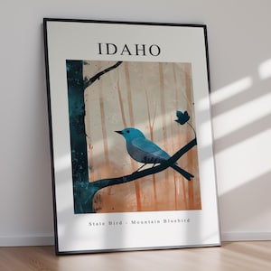 IDAHO State Bird Wall Art - Mountain Bluebird Print, Instant Download Home Decor, Original Paint Artwork, Artwork Decor, Bird Lover Gift