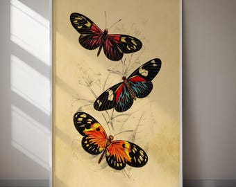 Vintage Schmetterling Druck Botanische Wandkunst (Digital Download) druckbare Wandkunst