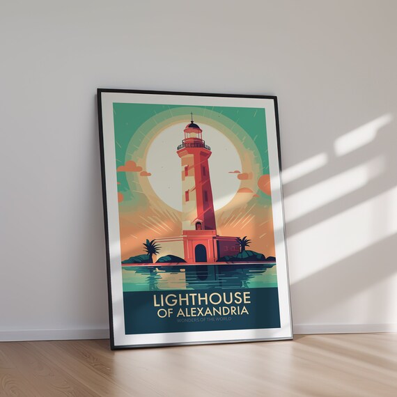 Lighthouse of Alexandria Print Egypt Travel Poster (digital
