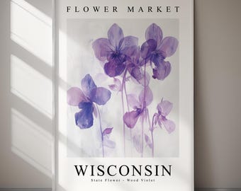 Stampa digitale del mercato dei fiori di violetta selvatica del Wisconsin (download digitale)