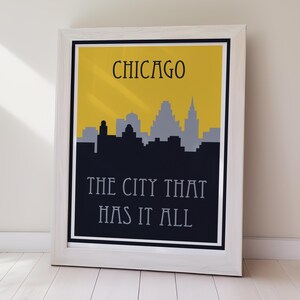 Chicago Vintage Poster, Digital DOWNLOAD, Classic Poster Print, Antique Wall Decor, Home Decor, Wall Art, Holiday Gift