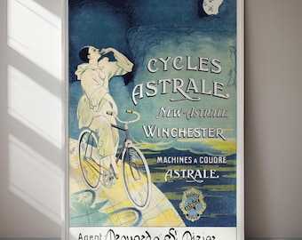Cycles Astrale DIGITAL DOWNLOAD Vintage Bicycle Poster Retro Cycling Wall Art Travel Print Printable Home Decor