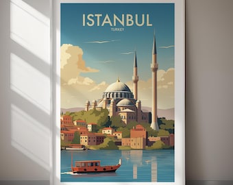 Istanbul Travel Poster Mosque Art Print (Digital Download) Printable Home Decor