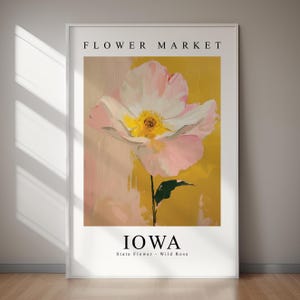 IOWA State Flower Wild Rose, Iowa Flower Market Print, Instant Print, Home Decor, Wall Art, Gift For Family