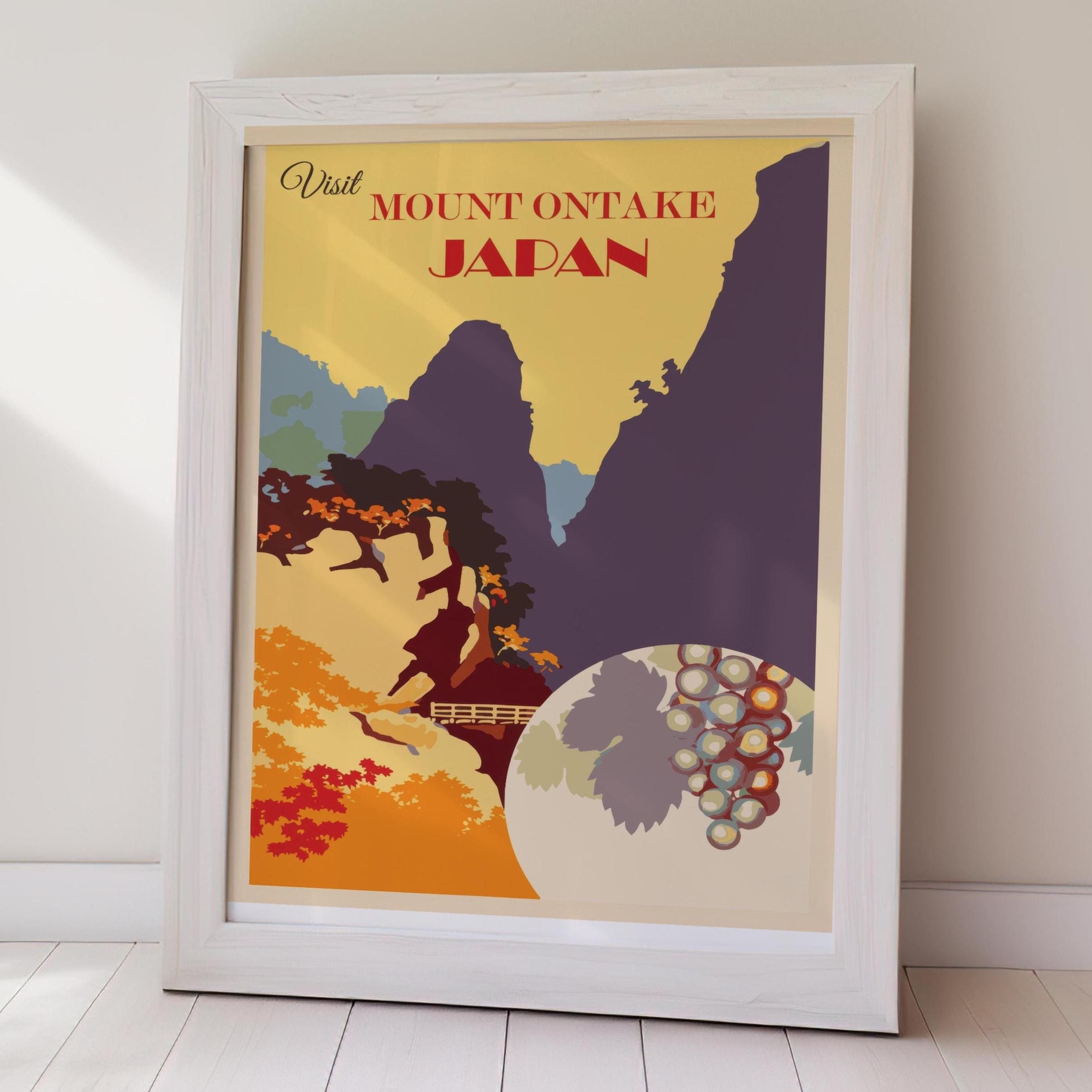 Mount Ontake Japan Vintage Travel Poster Retro Asian Decor