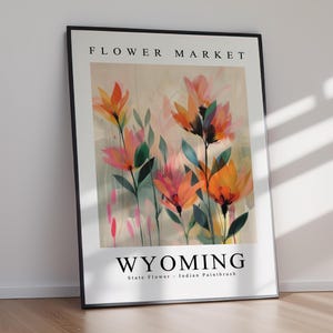 WYOMING State Flower Indian Paintbrush, Wyoming Flower Market Print, Instant Print, Downloadable, Home Decor, Wall Art