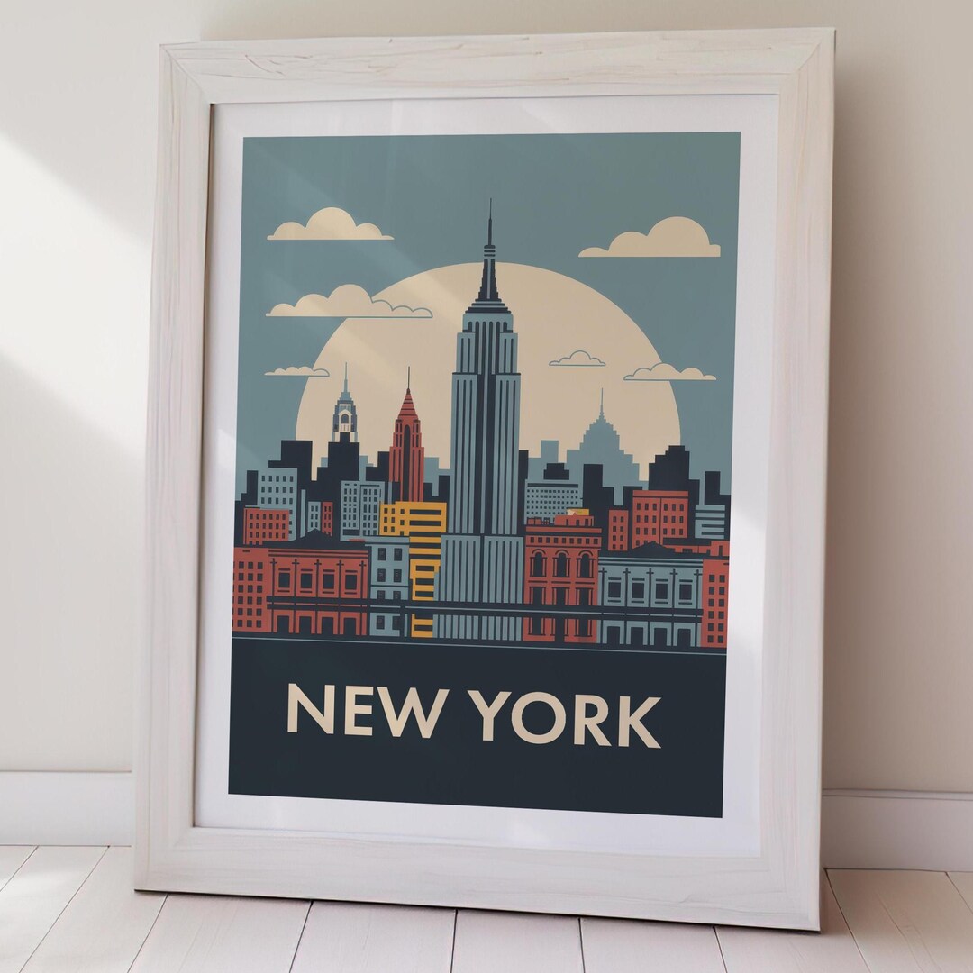 New York City DIGITAL DOWNLOAD Skyline Art Print Vintage Travel Poster ...