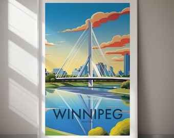 Winnipeg Manitoba Canada Travel Poster, Minimalist City Art Print