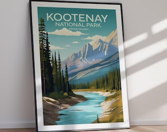 Kootenay National Park DIGITAL DOWNLOAD Print British Columbia Travel Poster Style Wall Art