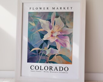 Colorado Columbine Flower Market Art Print (Digital Download)