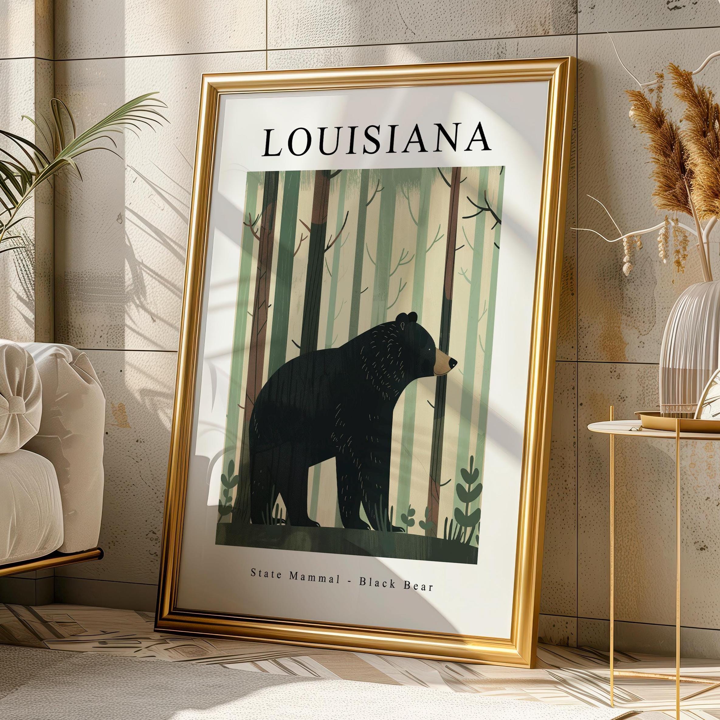 LOUISIANA State Mammal Wall Art - Black Bear Print, Instant PRINTABLE Downloadable, Home Decor, Wall Art, Nature Art, VARIOUS Sizes