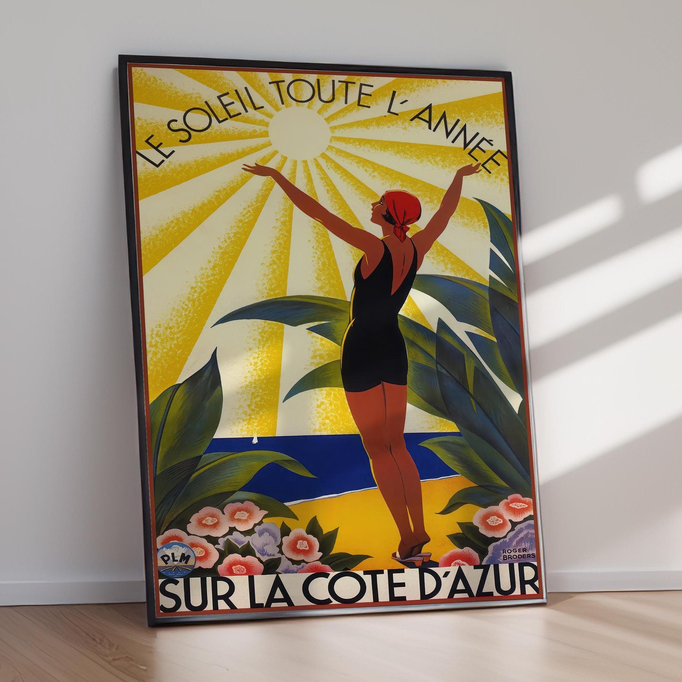 French Riviera Vintage Travel Poster Côte D Azur Coastal Wall Art