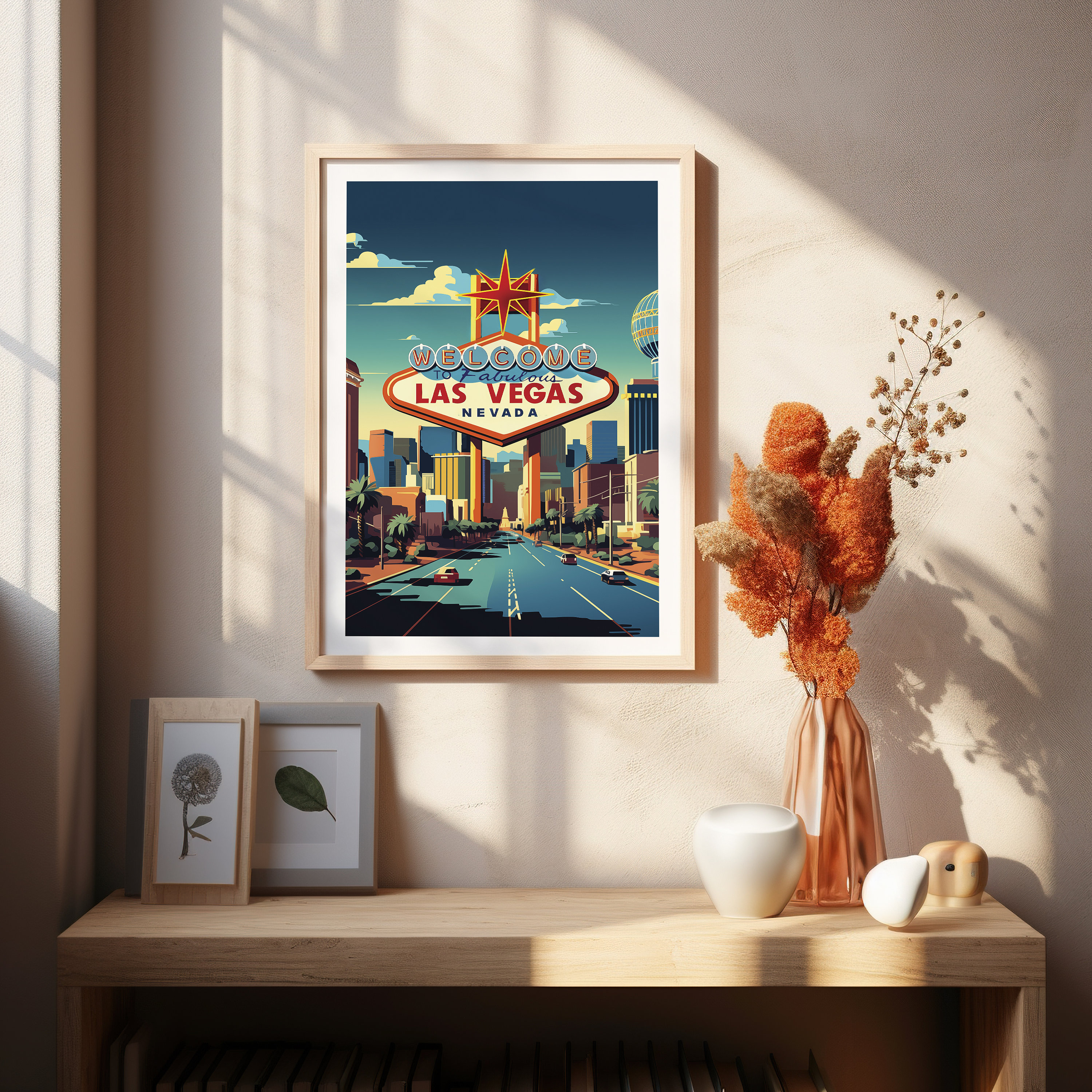 Affiche de voyage vintage à Las Vegas : impression d'art sur