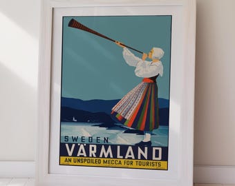 Varmland Sweden Poster Vintage Travel Art (Digital Download) Printable Wall Art
