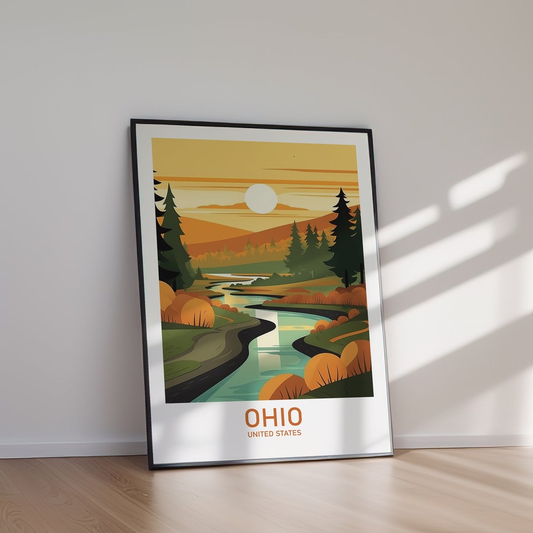 Ohio Rise Poster Ohio Travel Poster, Modern Landscape Art Print Printable Wall Art ...