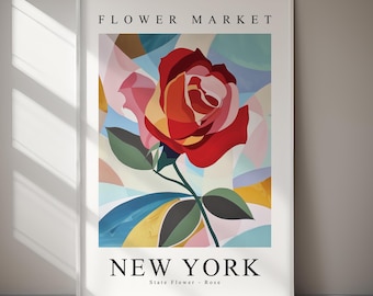 New York State Flower Rose Art Print (Digital Download) Home Decor & Wall Art