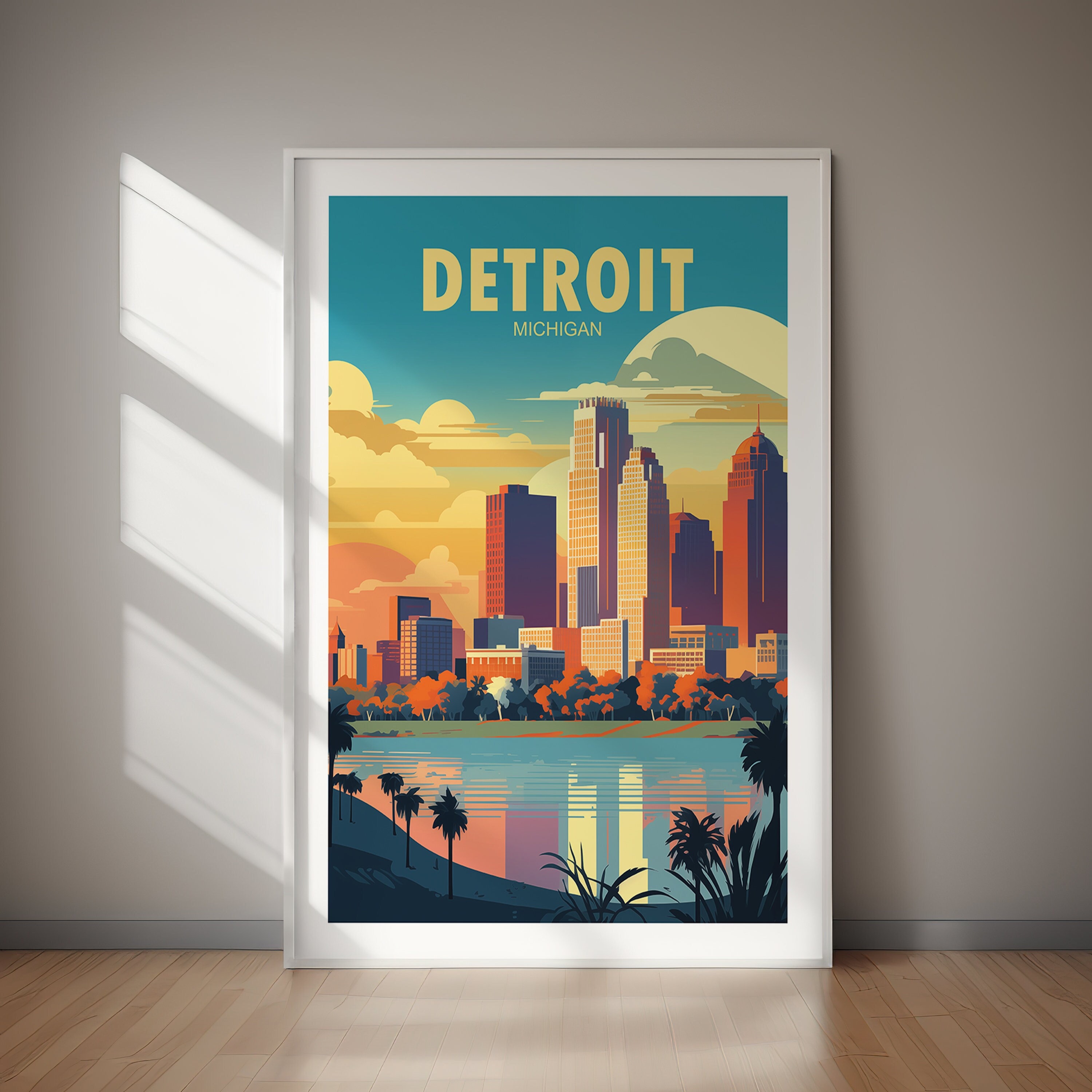 DETROIT Printable Poster, Digital Download, Wall Art, Wanderlust, Gift ...