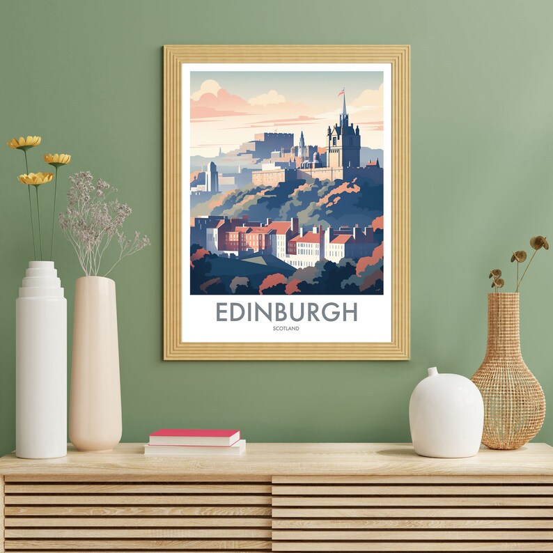 Edinburgh Scotland Travel Poster City Skyline Art DIGITAL DOWNLOAD ...