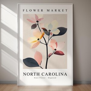 NORTH CAROLINA State Flower Dogwood, Flower Market Print, Instant Print, Home Decor, Wall Art, Gift For Family
